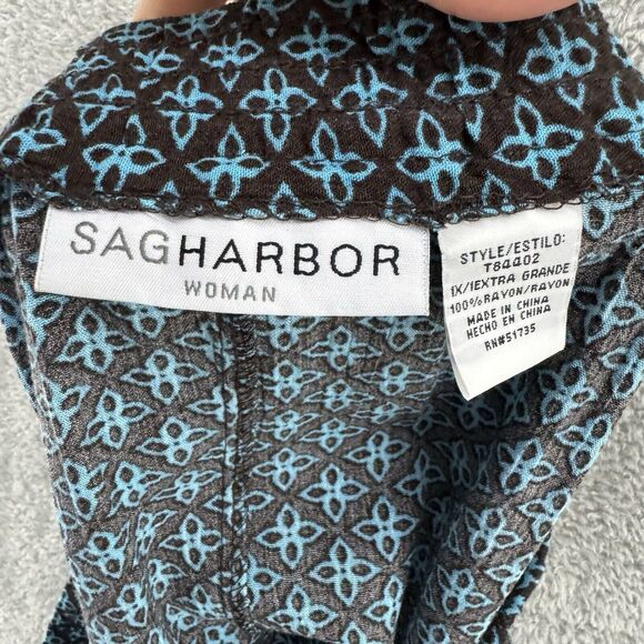 Sag Harbor Skirt 1X Brown Turquoise Tiered Midi A-Line PullOn Elastic Waist - Picture 2 of 11